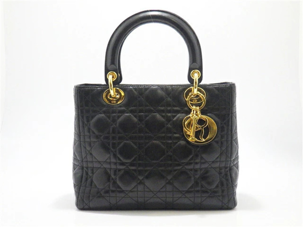 Christian Dior Lady Handbag Lambskin Black